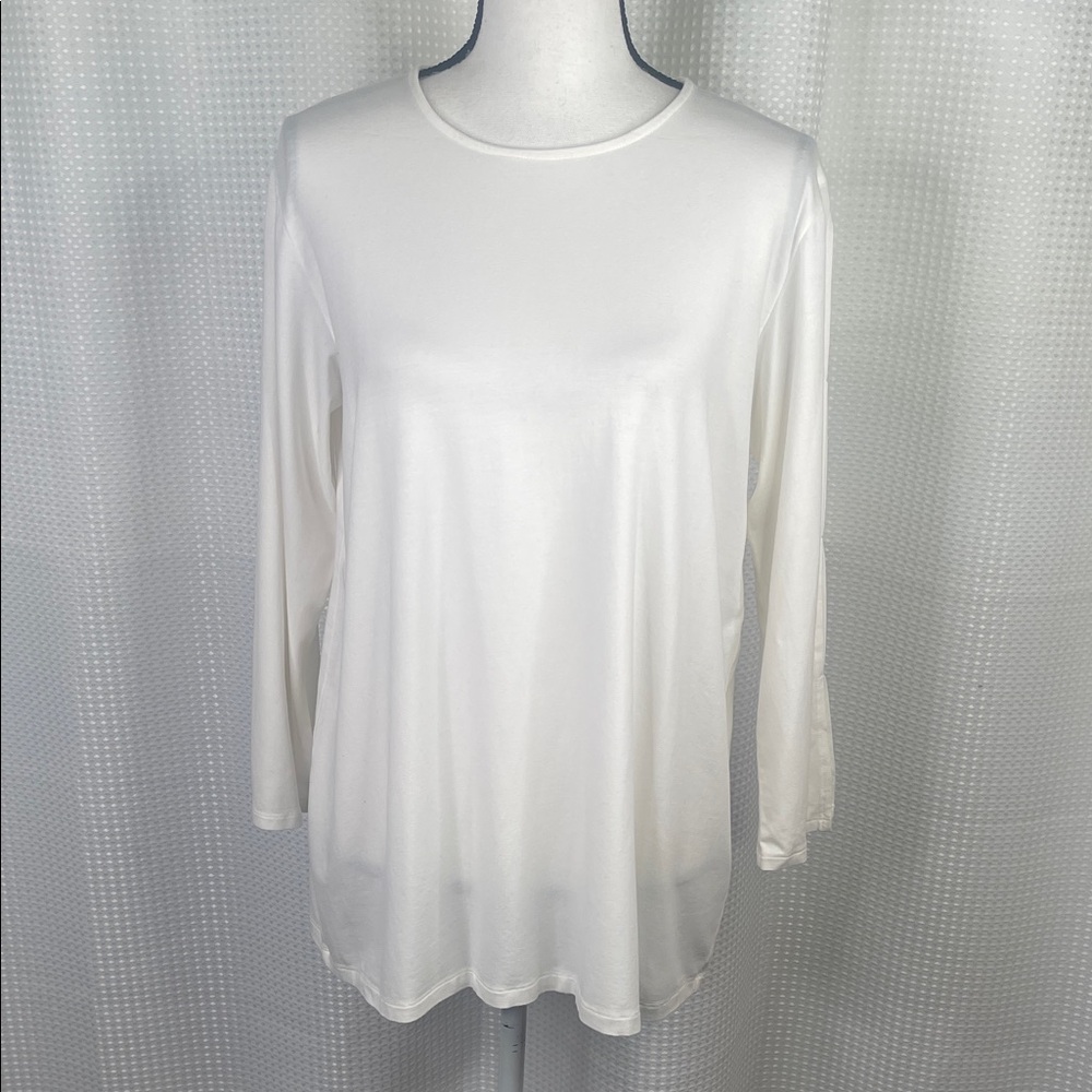 Eileen Fisher System Long Sleeve Top Split Sleeves White Sz M